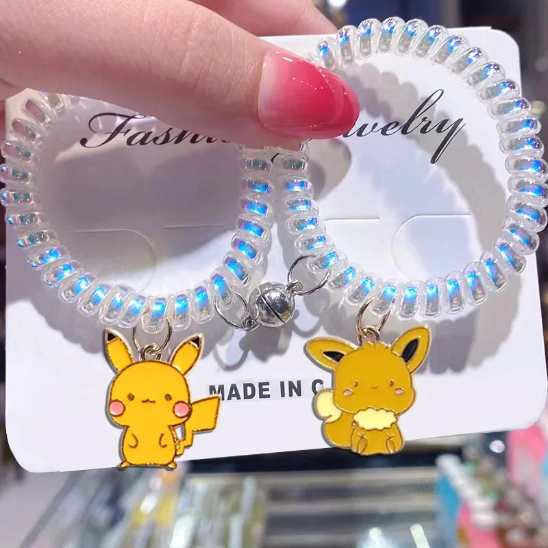 Pokemon Necklace Induction Magnet Couple Bracelet Female Student Sends Best Friend Birthday Gift Pikachu Kawaii Anime Peripheral