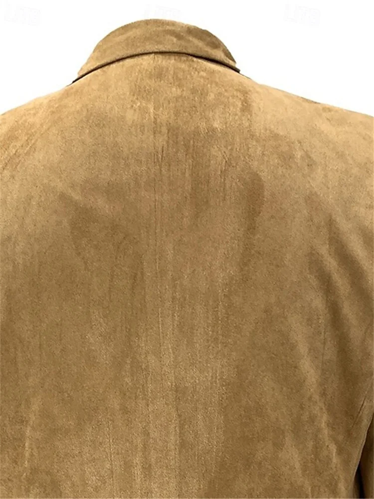 بدلات رجالية من جلد الغزال بدلة رجالية أنيقة بدلة رجالية كاملة جديدة طقم مكون من قطعتين سترة فاخرة عالية الجودة سروال رجالي زي شتوي #5