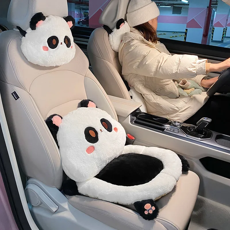 Cute Cartoon Car Seat Cushion Pad & Lumbar Support Comfortable Soft Auto Seat Cushion Cover Interior Decoration Car Accessories