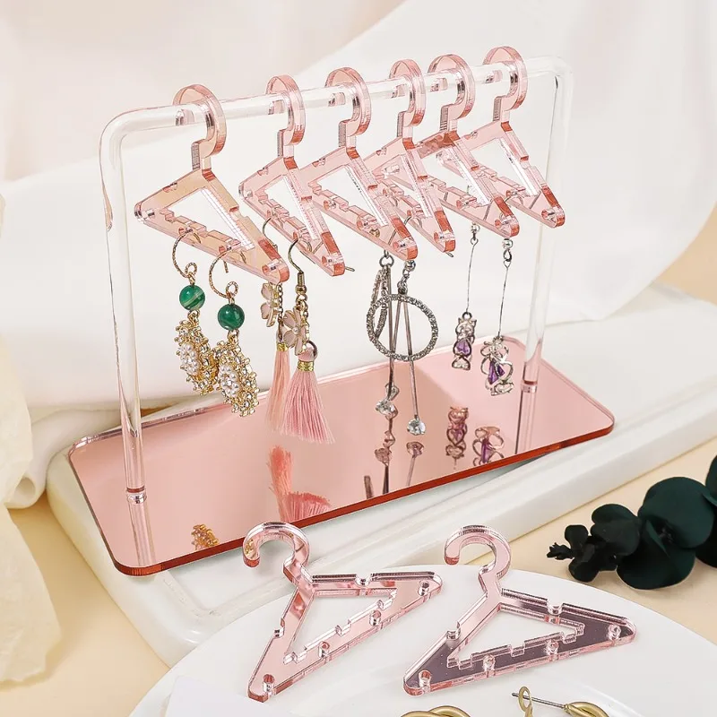 8Pcs Coat Hangers Earrings Organizer Acrylic Display Stand Showcase Tabletop Clear Handmade Polymer Clay Jewelry Rack Gift