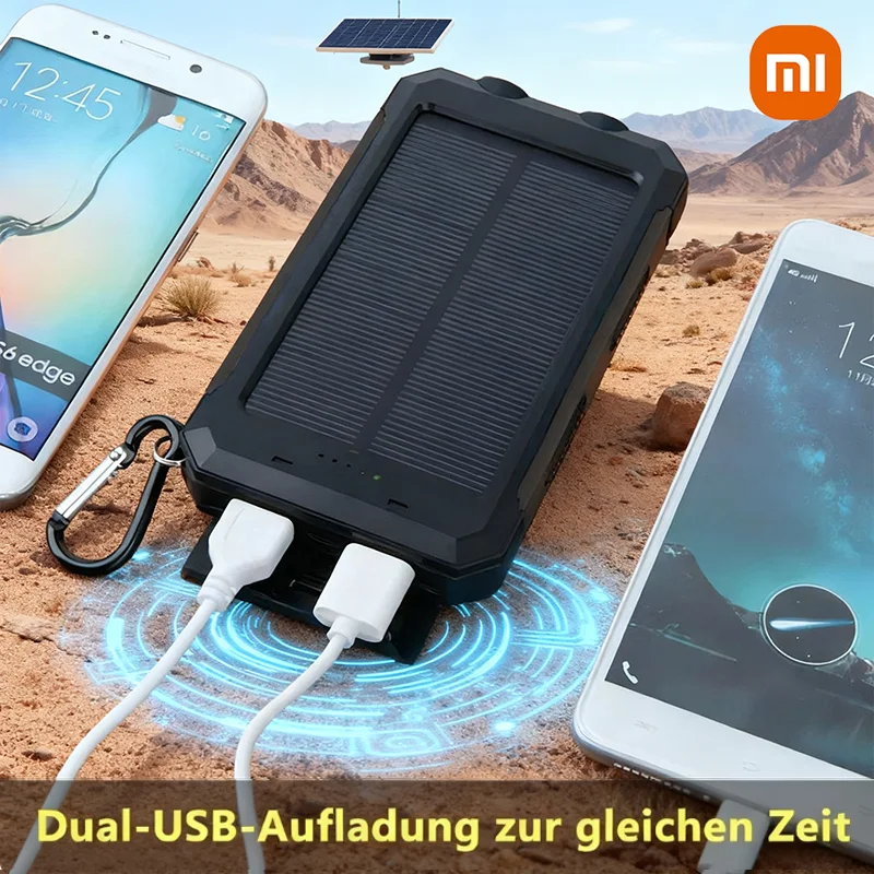Xiaomi بنك الطاقة الشمسية 80000mAh المحمولة شحن Poverbank شاحن بطارية خارجي ضوء قوي LDE ضوء لجميع الهواتف الذكية