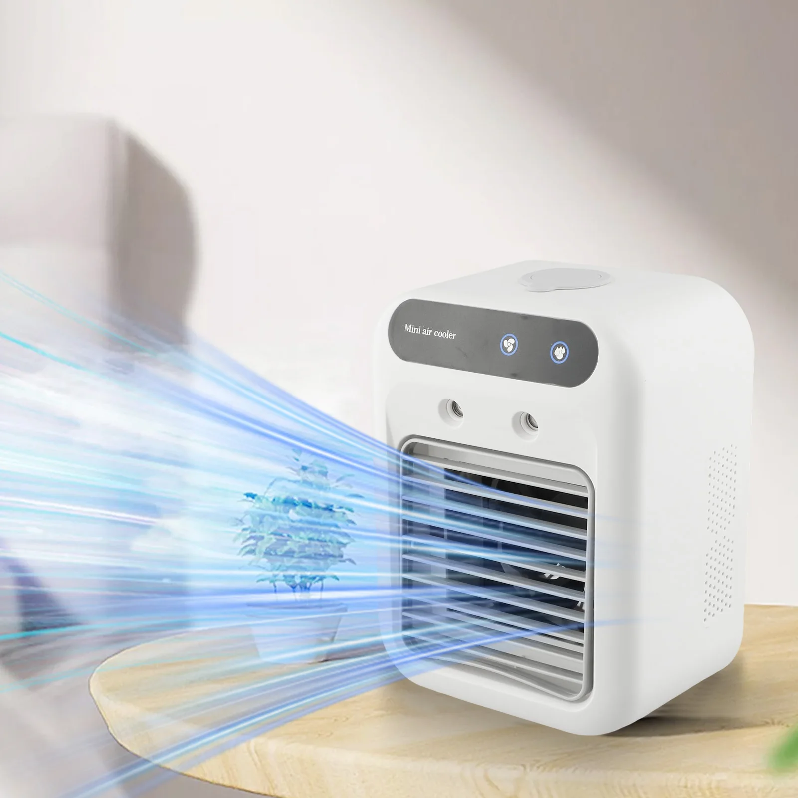 Condizionatore da ufficio per auto Condizionatore portatile 1800mAh Ventilatore alimentato a batteria Modalità di nebbia della batteria Funzionamento silenzioso Batteria da 1800 mAh