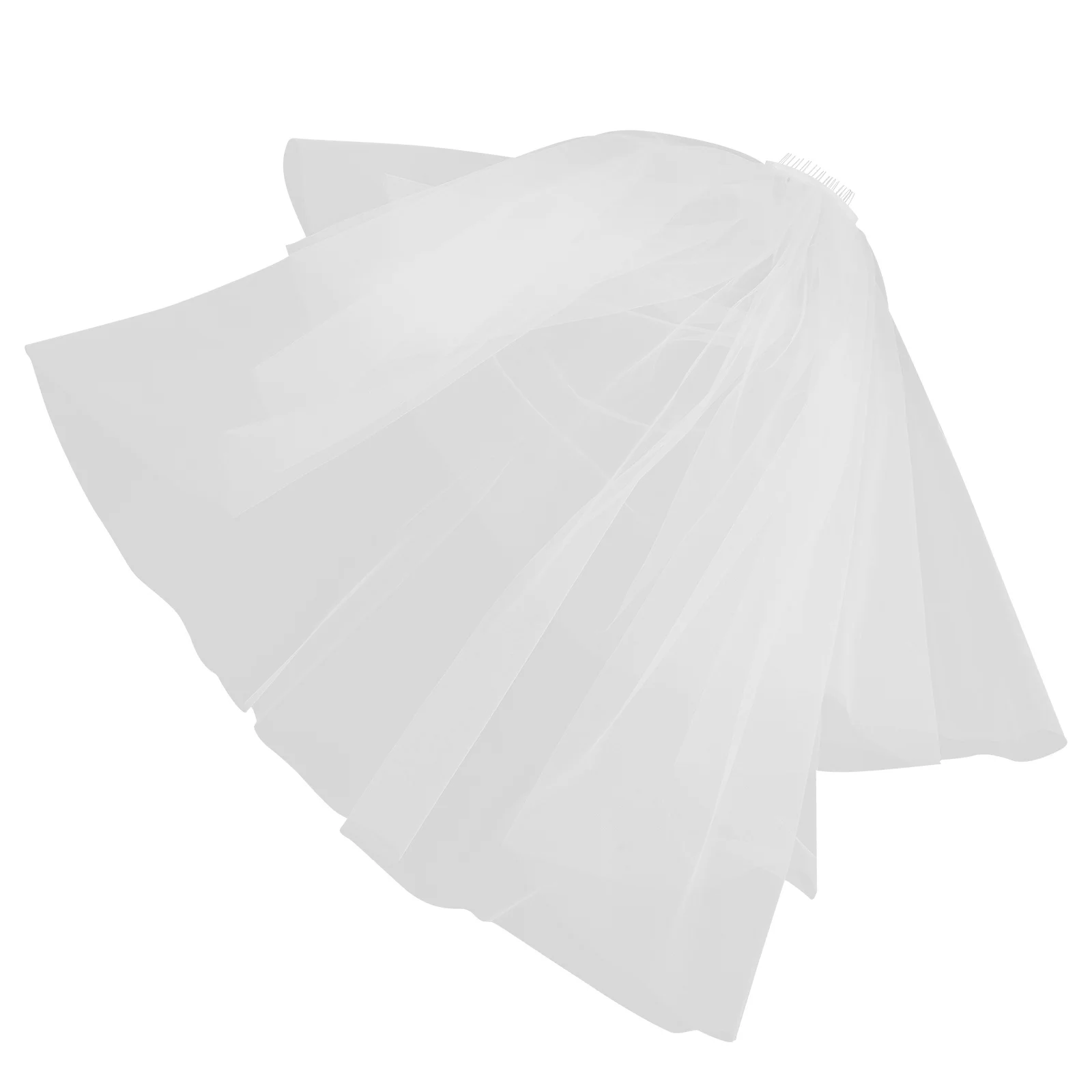 

Short Double Layer Bridal Veil White Tulle Elegant Soft Romantic Wedding Hair Accessory Comb Wedding Photos Mesh Veil