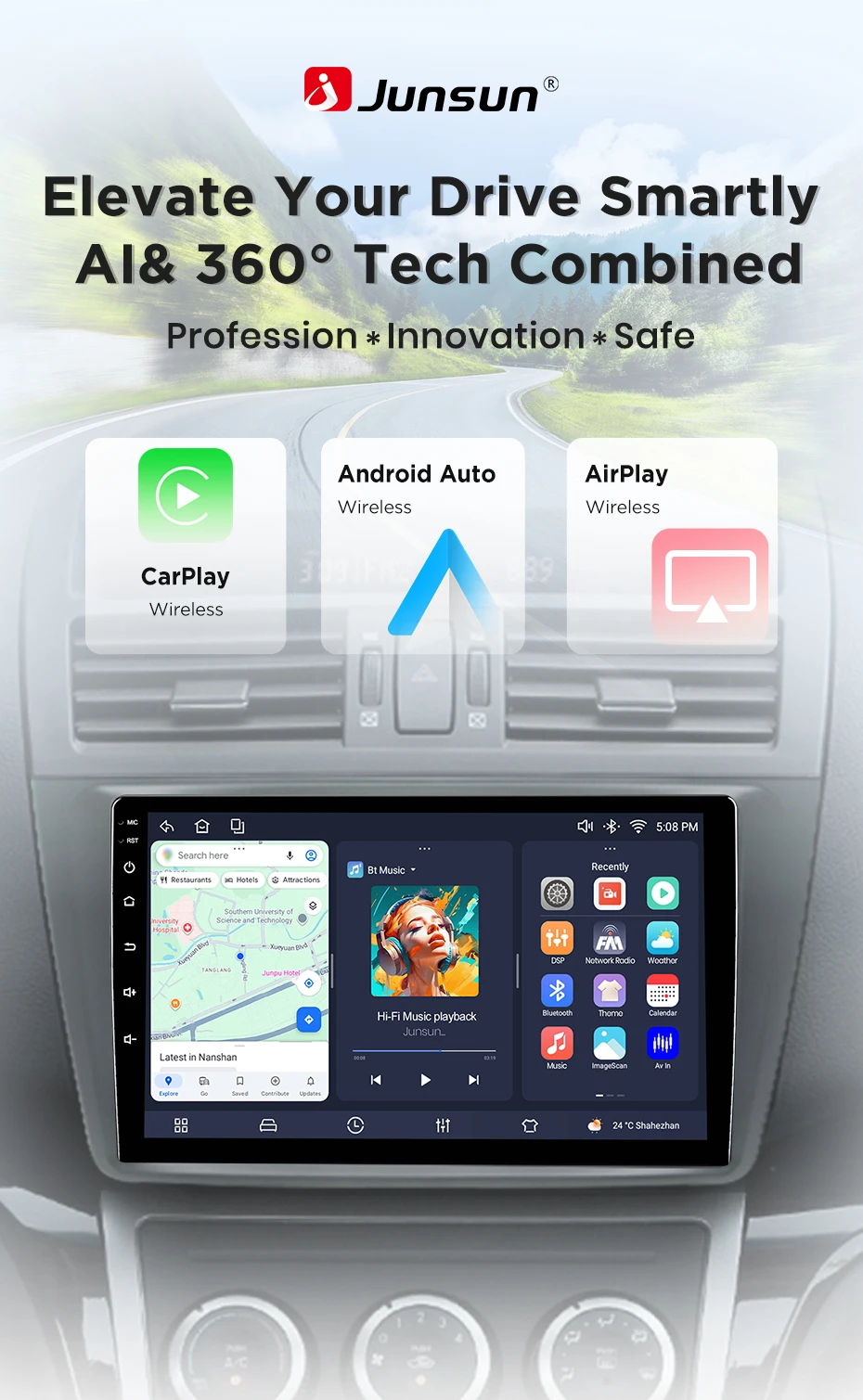 Android Autoradio für Mazda 6 Rui GH 2008-2015 2 DIN Multimedia, GPS-Navigation, SWC, Bluetooth, FM, RDS, DSP
