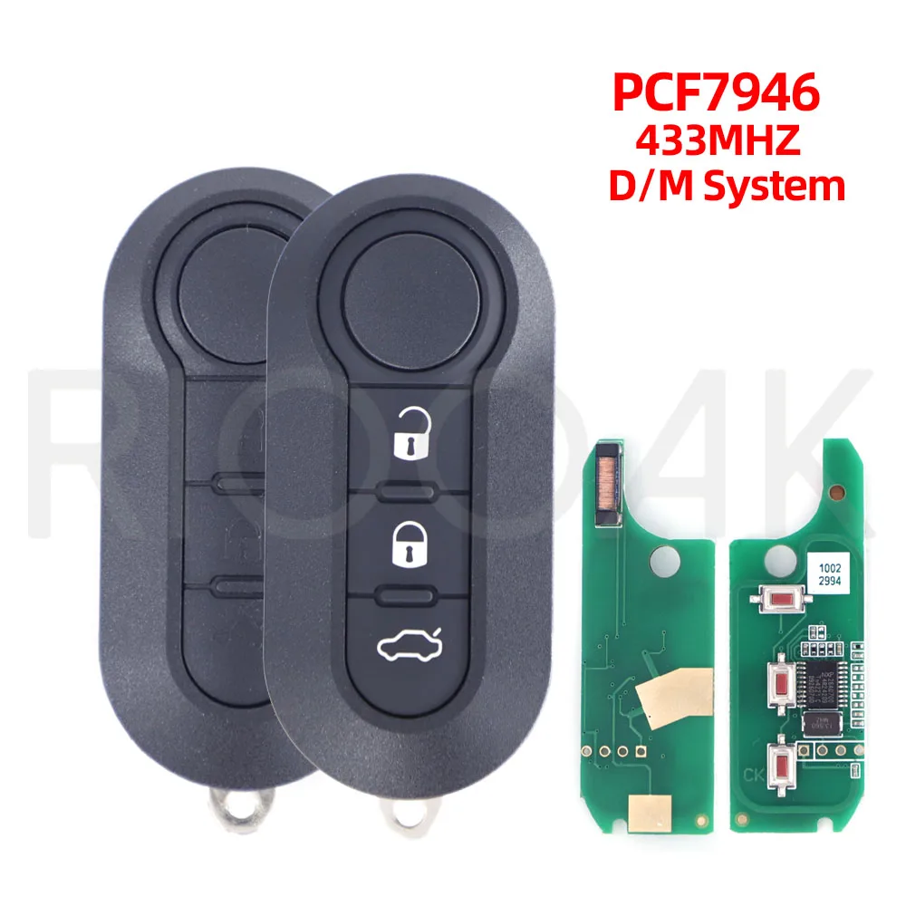 3Button Car Flip Remote Key for Fiat 500 Panda Punto Bravo Stilo Ducato 2016-2017 PCF7946 for D /M System