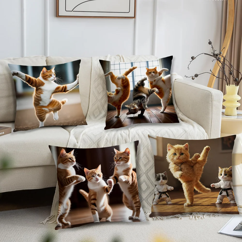 Dancing Cats Cushion Cover For Pillow Printing Sofa Decoration Home Car Room Coffee Shop Office Nordic Simplicity