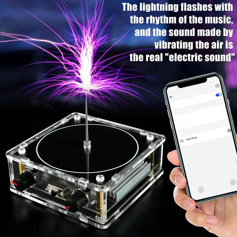 A16R-For Tesla Artificial -Pattern Storm Coil Electronic Pocket Fireworks Bluetooth Music Coil With US Plug