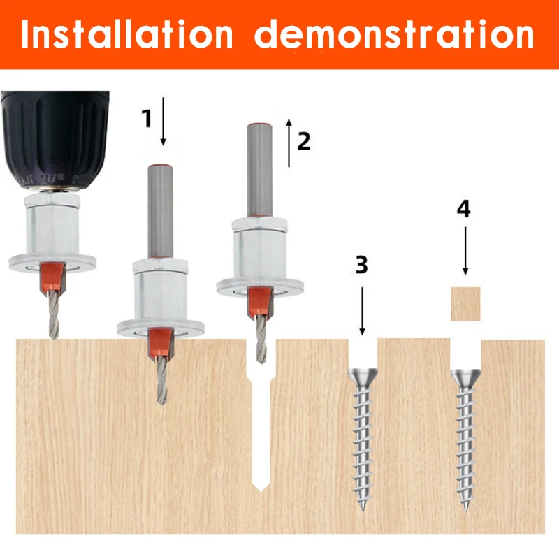 Adjustable Counterbore Drill 10/8mm Durable Carbon Steel Screw Drill Tool For Woodworking