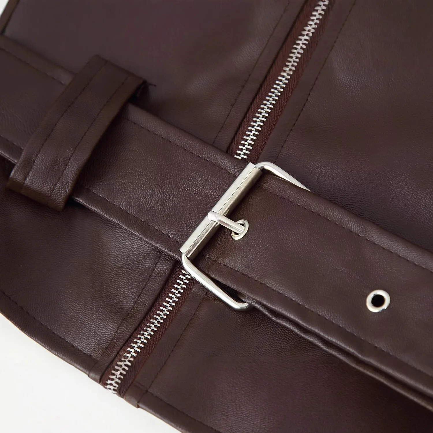 Jaqueta Feminina de Couro Sintético KIDCRKJ Primavera, Casaco Curto com Cinto, Estilo Motociclista, Zíper, Lapela, Solto, Bomber para Mulheres