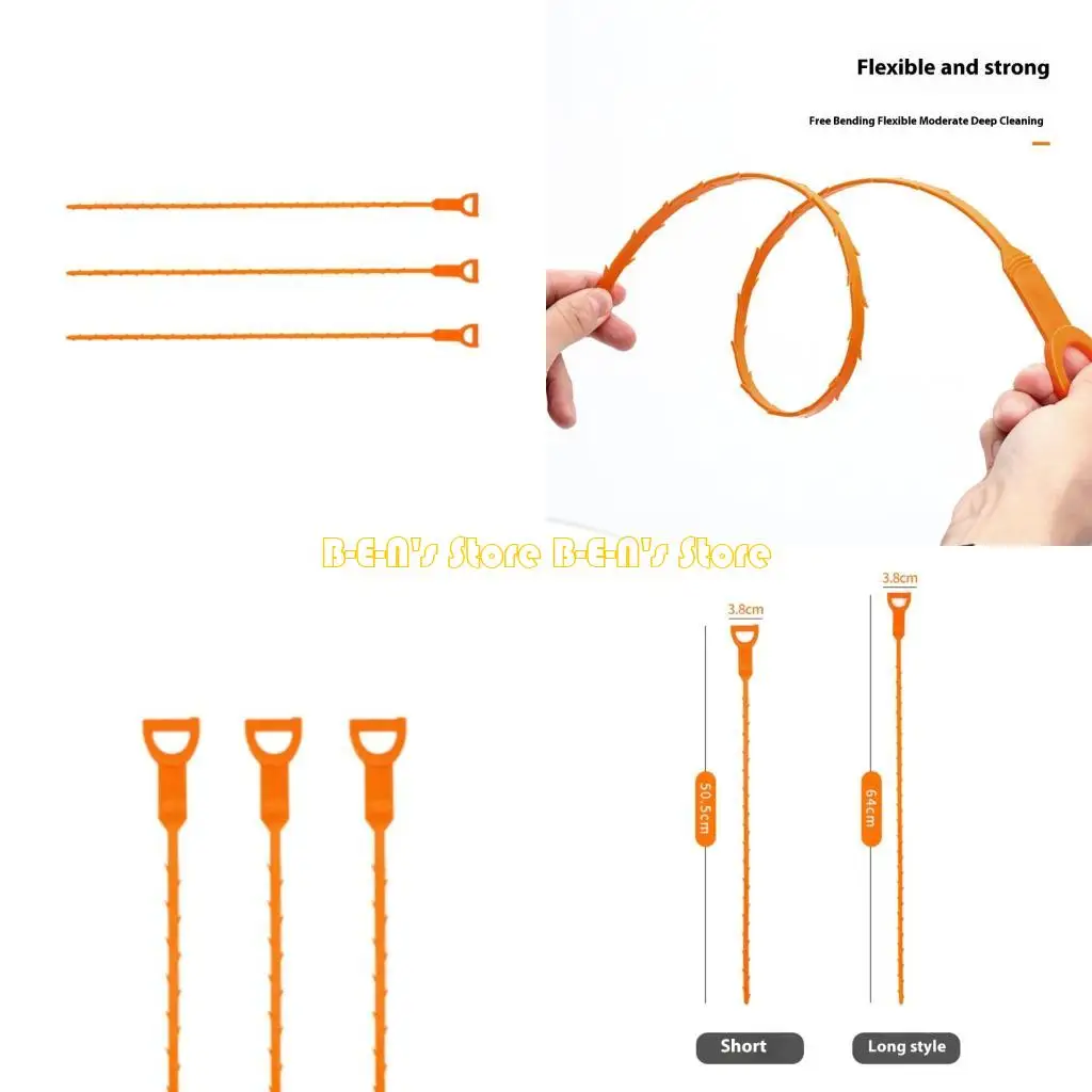 Y1AD Flexible Pipe Hair Cleaner Extractors Tool Reverse Barbs Design Spirals Thread For Drain Clogs Reusable Bathroom Cleaning