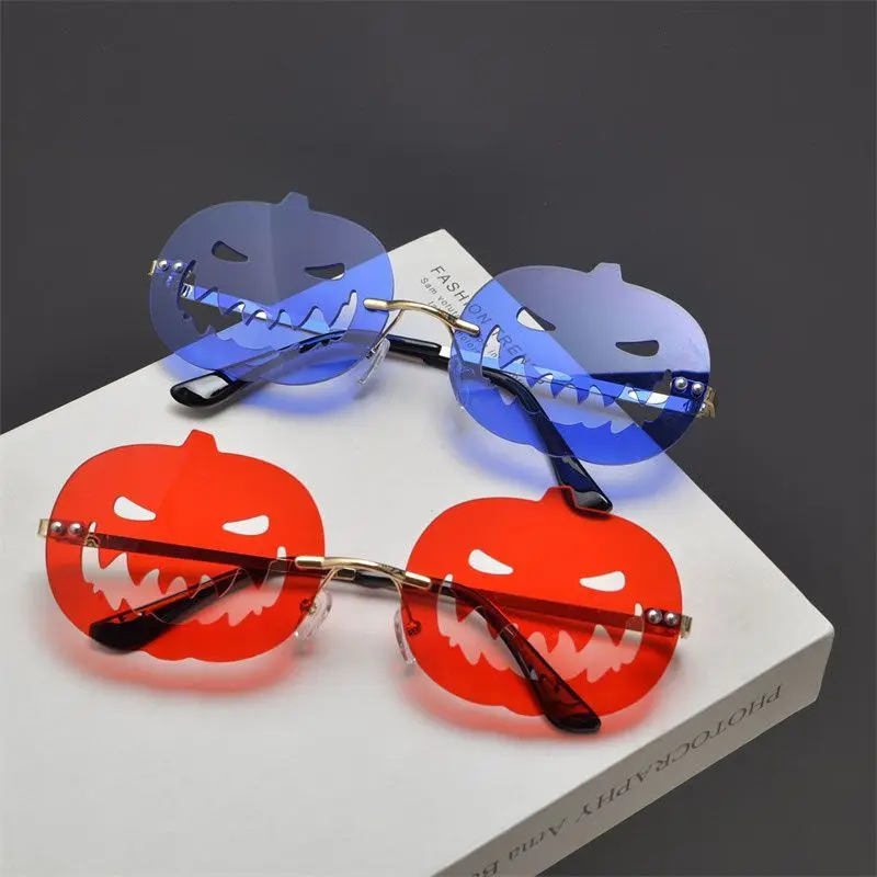 Óculos de abóbora de halloween com caixa espelho pano feminino masculino traje carnaval festa baile acessórios engraçado personalidade óculos de sol