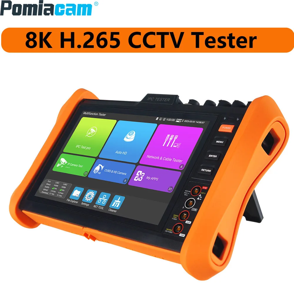 

NEW Release 8K H.265 IP CCTV Tester 8 Inch , 8MP AHD/TVI/CVI CCTV Camera Tester Support POE++, SFP Module H12 Series