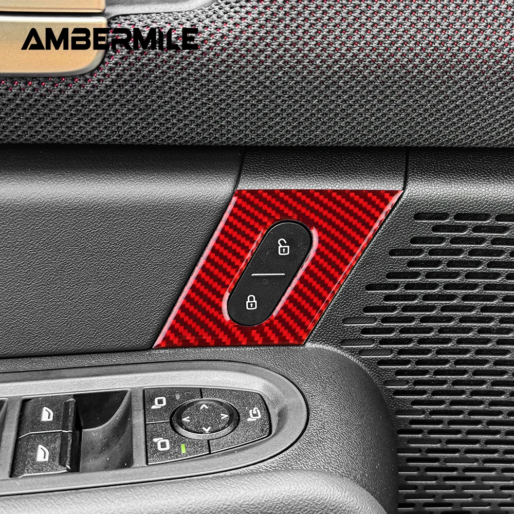 For Mini Cooper Countryman U25 2024 2025 Car Door Lock Button Switch Panel Accessories Real Soft Carbon Fiber Sticker 2pcs Decal