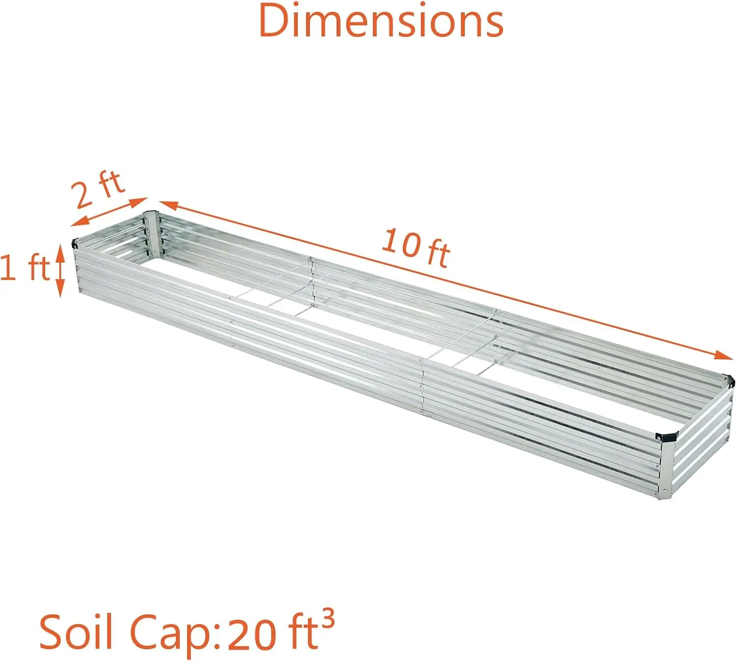 10x2x1ft(2 Pack) Galvanized Raised Garden Bed,Outdoor Planter Box Metal Patio Kit Planting Bed for Vegetables Flowers image 2