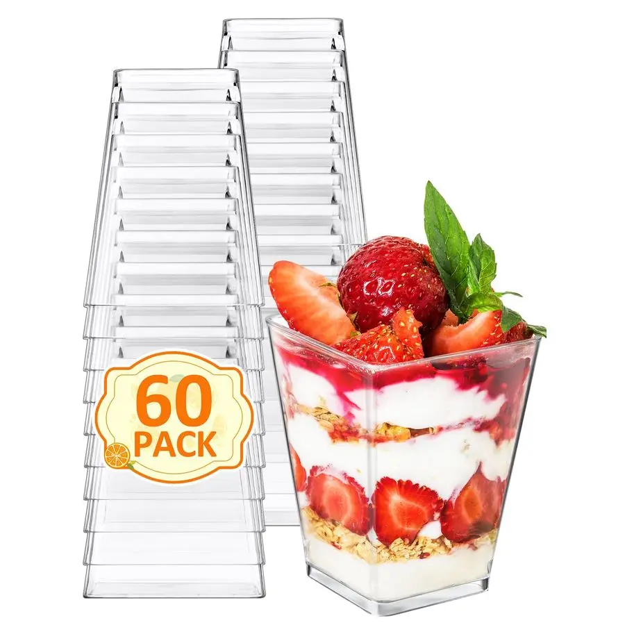 

Sets 5oz Plastic Dessert Cups Parfait Cups, Clear Mini Dessert Cups, Small Tumbler for Puddings, Mousse, Appetizers