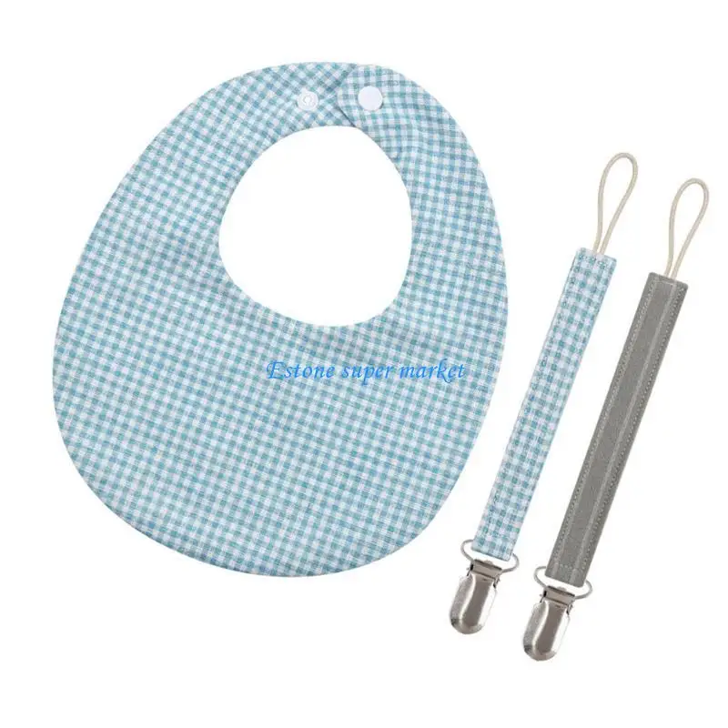 

090b Baby Linen Cotton Bib Pacifier Chain Clips устанавливает двусторонний держатель сосков фартука