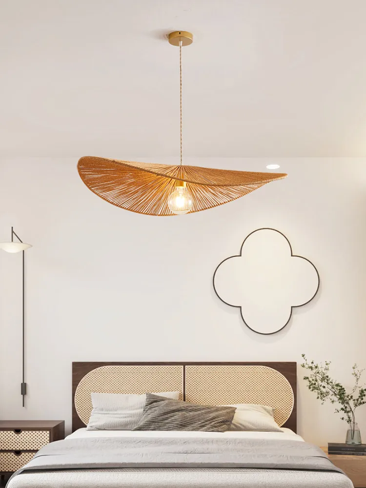 Nordic Vertigo Retro Wabi Sabi Chandelier Creative Pendant Lights Hand Woven Bamboo Hanging Lamps for Bedroom Living Dining Room - Image 4