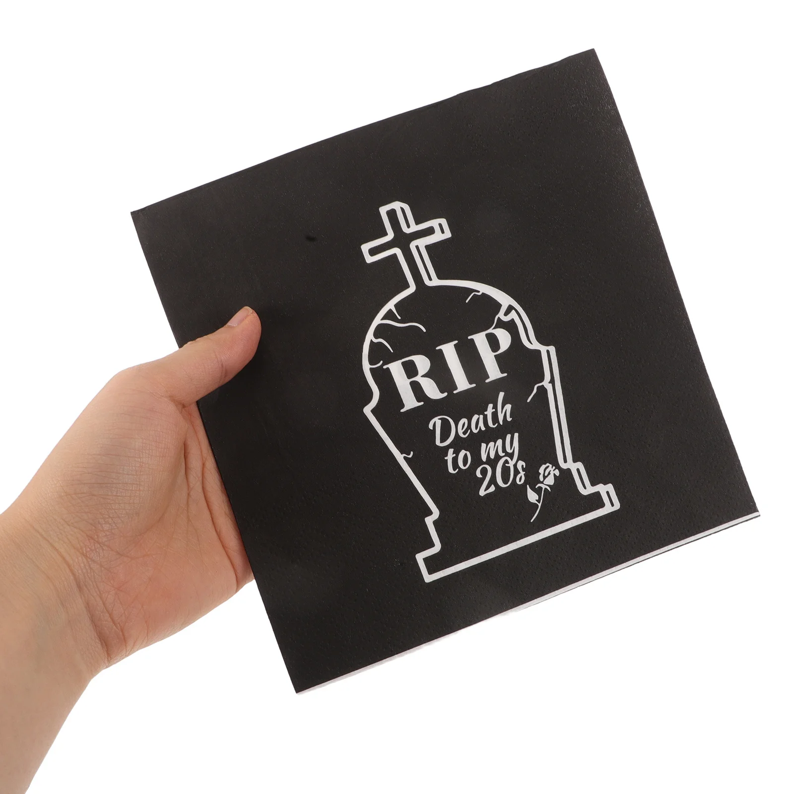 

20Pcs Halloween Party Napkins Death to My 20S Black Tombstone Design Disposable Paper Cocktail Napkins Birthday Table Decoration
