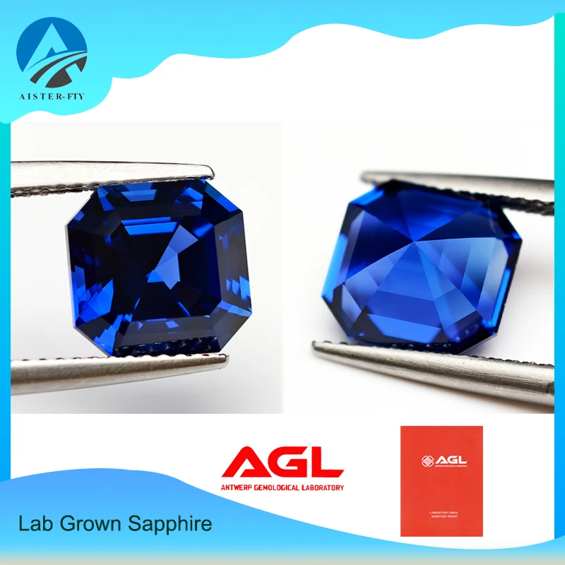 

Топ Royal Blue Lab Grown Sapphire Свободный драгоценный камень Asscher Cut Синтетические кольца 4A + VVS DIY Изготовление ювелирных изделий Синий драгоценный камень Подарки с AGL