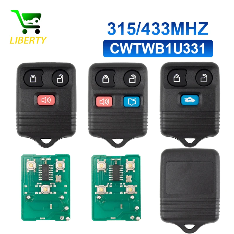 

Liberty 315/433MHZ 3/4 Button Remote Car Key FCCID:CWTWB1U331 for Ford Escape Explorer Keyless Transmitter Car Keys