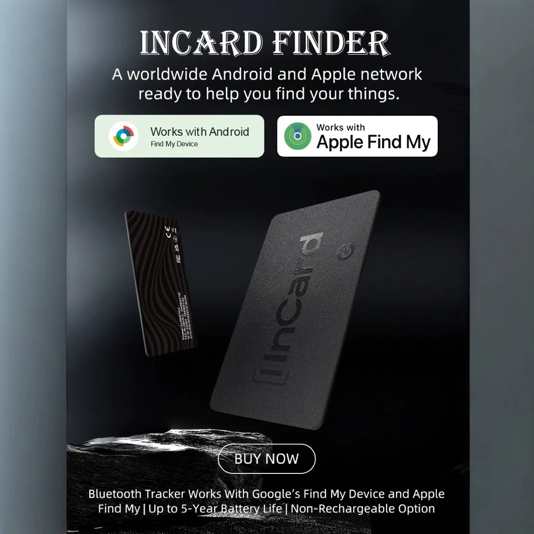 Bluetooth Tracker Smart Finder  for IOS or Android Card Wallet Finder GPS Tracker Work with IOS Find My or Google Find Hub App