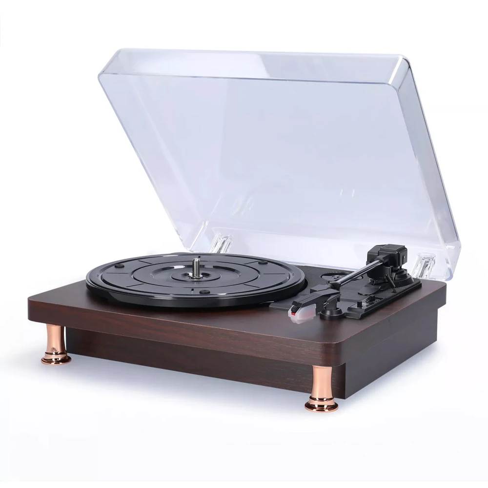 Retro Vinyl Record Player w/ Dustproof Cover Classic Nostalgic Style Record Player 33/45/78RPM Turntables Gramophone Phonograph