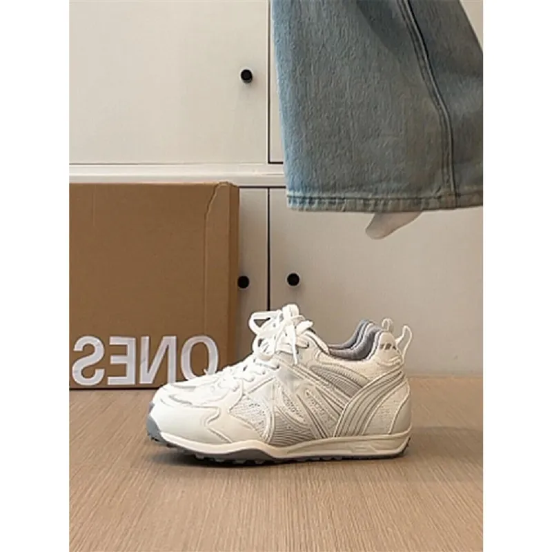 

Korean Sle Casual Running oes Women's 2025 New Model Breathable Cross Bule Faion Sneakers All-Match Flat Heel