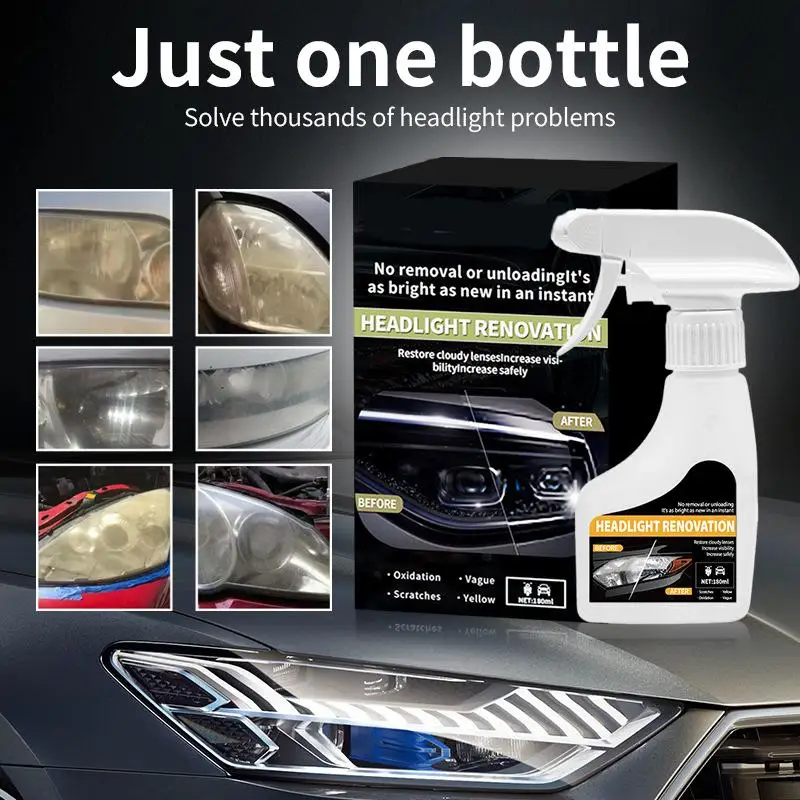Car Headlight Renovation Spray Kit Headlamp Restore Oxidation Scratch Remover Headlight Repair Polishing Liquid Spray Car Care