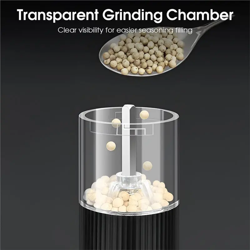 AB42-Electric Pepper Grinder USB-C Charging 5-Level Adjustable Grind Settings Automatic Spice Grinder For The Kitchen