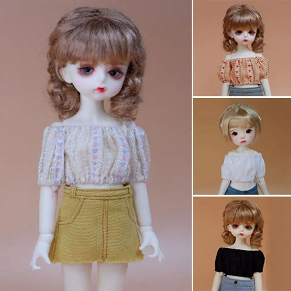 Chemise plissée élastique à épaules dénudées, Mini princesse mignonne, hauts polyvalents quotidiens décontractés pour poupée 1/4 1/6 BJD 30/45cm