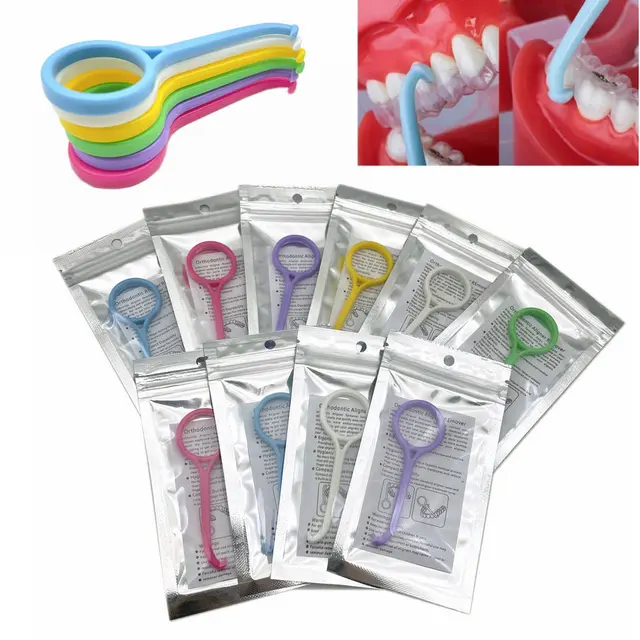 10 sztuk Dental Brace Extractor narzędzie do usuwania Hook ortodontyczne Aligner usuń niewidoczne zdejmowane szelki wyczyść Aligner pielęgnacja jamy ustnej