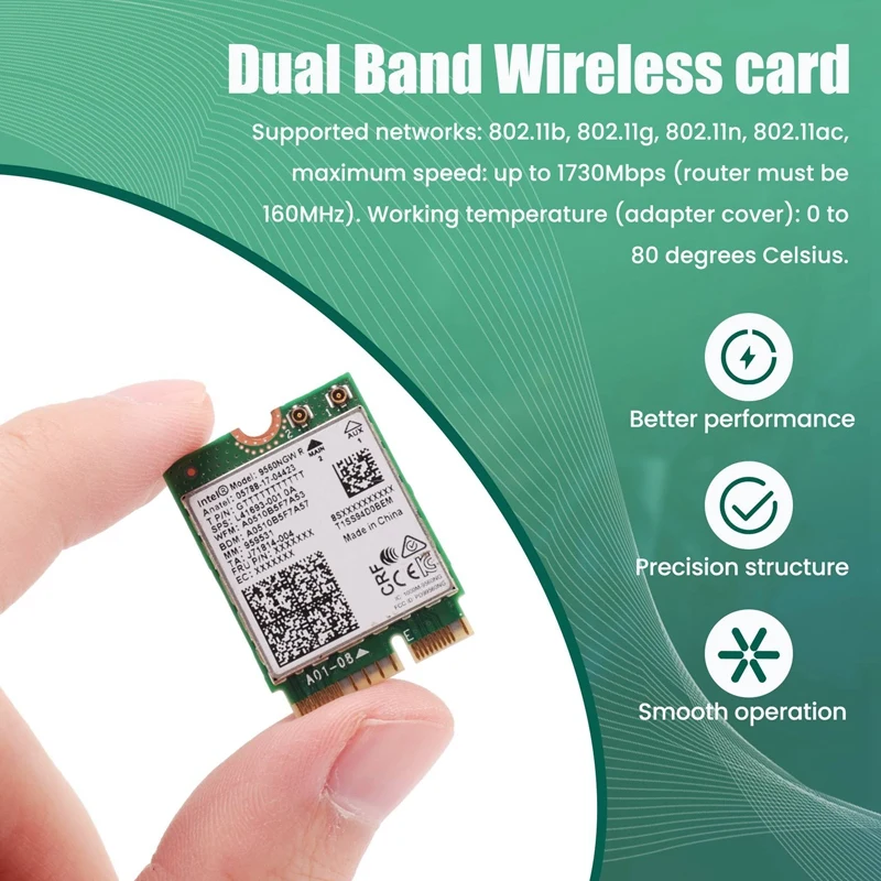 1730Mbps สำหรับ Dual Band ไร้สาย AC 9560เดสก์ท็อปชุดบลูทูธ5.0 802.11Ac M.2 cnvi 9560NGW WIFI การ์ด