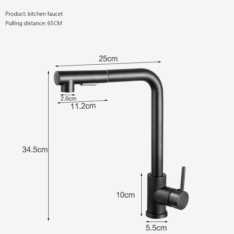 Matte Black Kitchen Faucet Cold and Hot Kitchen Mixer Pull Out Two Function Deck Mounted Tap With Free Hose
