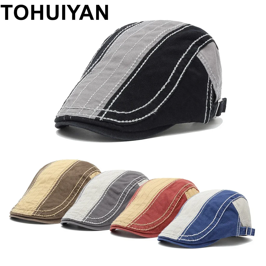 

TOHUIYAN Branded Cotton Newsboy Cap for Men Casual Bone Chapeau Ivy Hat Summer Autumn Baker Boy Hats Women Boinas Flat Caps