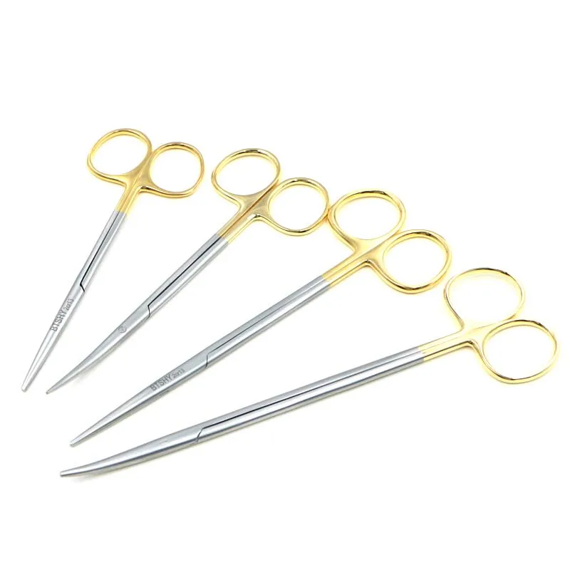 Ophthalmic stainless steel gold handle surgical scissors cosmetic plastic surgery instrument double eyelid tool 12.5/14.16cm