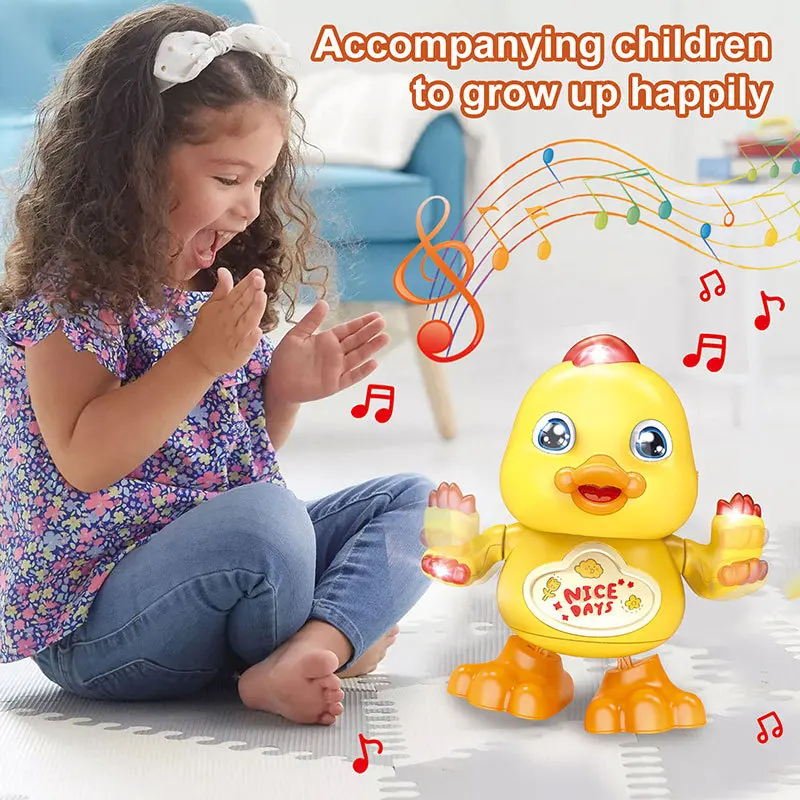 Juguetes eléctricos para mascotas para niños, diversión, caminar, se agita las manos, bailar Patito con luces, música, pato lindo, rompecabezas, juguetes, regalos, nuevo