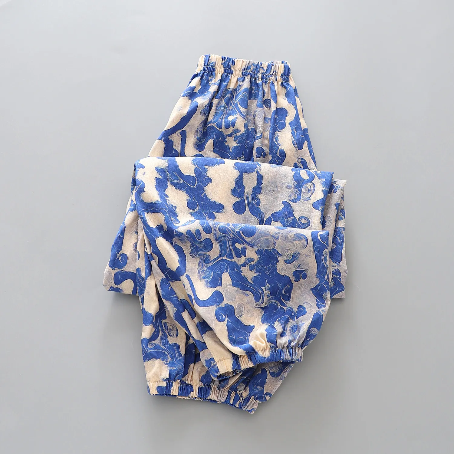 

New summer girls' long pants - lightweight sleep pants - lantern pants - big kids' home casual pants