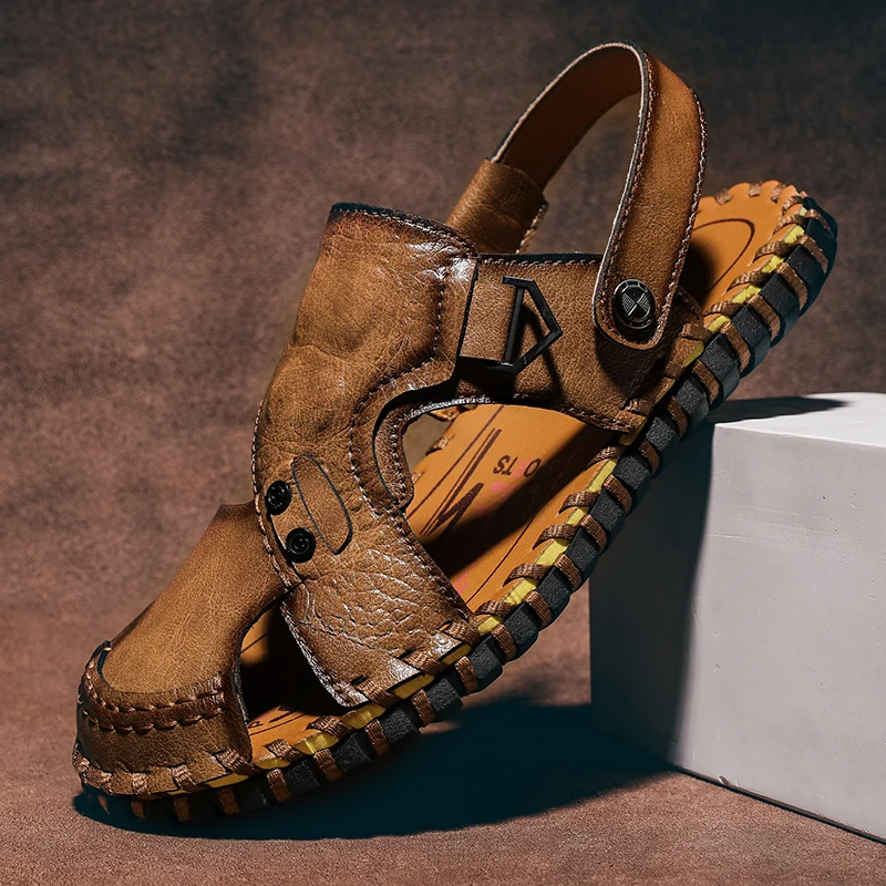 Hot Sale Summer Men's Sandals Outdoor Men's Beach Sandals Handmade Leather Roman Fashion Men Water Trekking - view 4