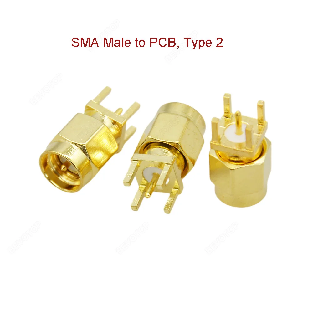 BEVOTOP 5 pcs/lot 1.6mm RP/SMA Male Solder Nut Edge PCB Clip Straight Mount Gold Plated RF Connector Receptacle Solder 50 Ohm