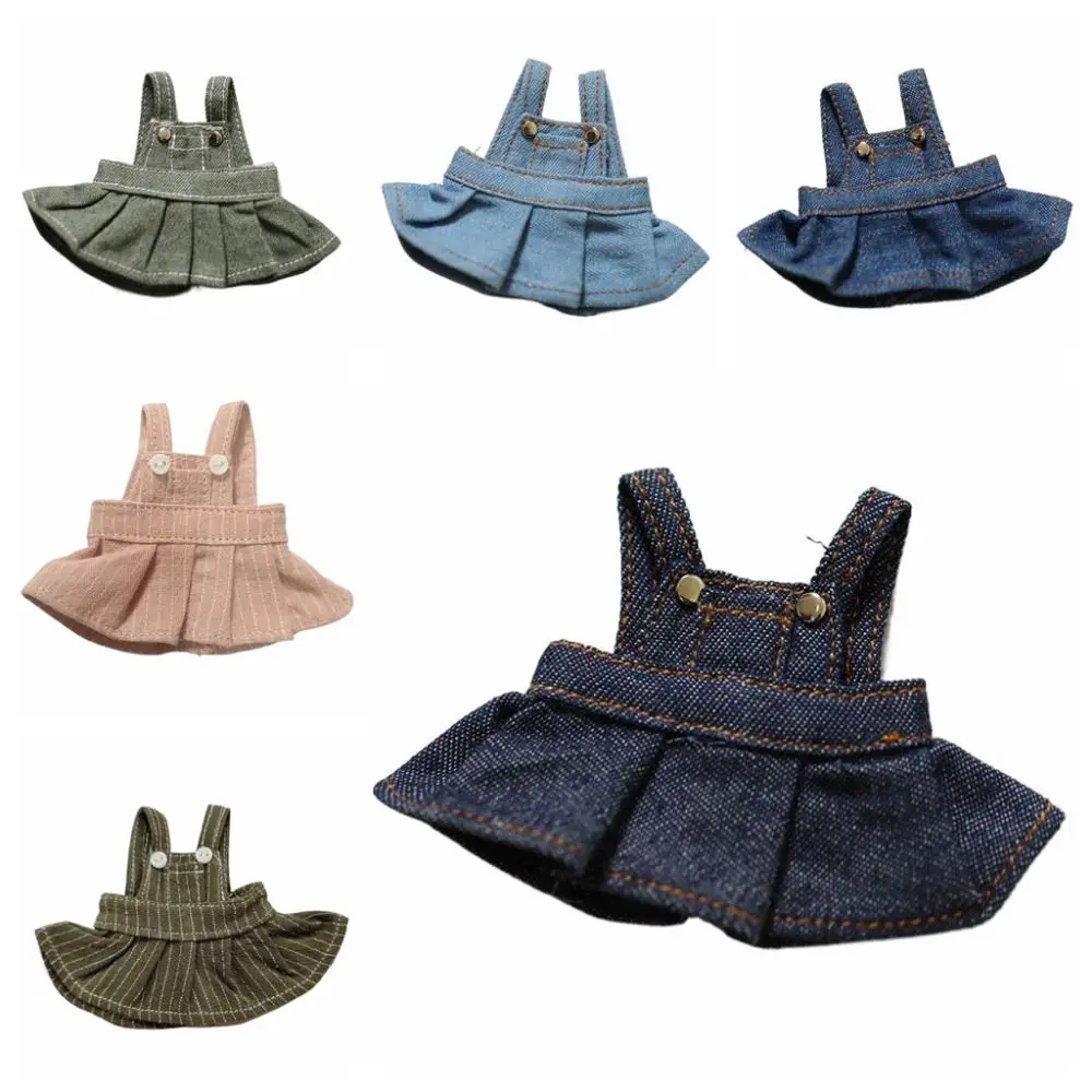 Suspender Dress Doll Clothes Accessories Denim Dress for 12cm Doll Mini Bear Clothes Dress DIY Dolls Outfit Bear Costume Change