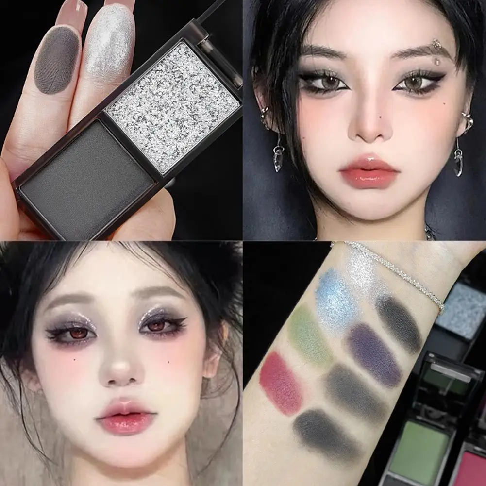 スモーキーグリッターブルーアイシャドウパレット 2 色レッドブラックグリーンマットアイシャドウダークパンクアイズピグメントハロウィンアイシャドウメイクアップ