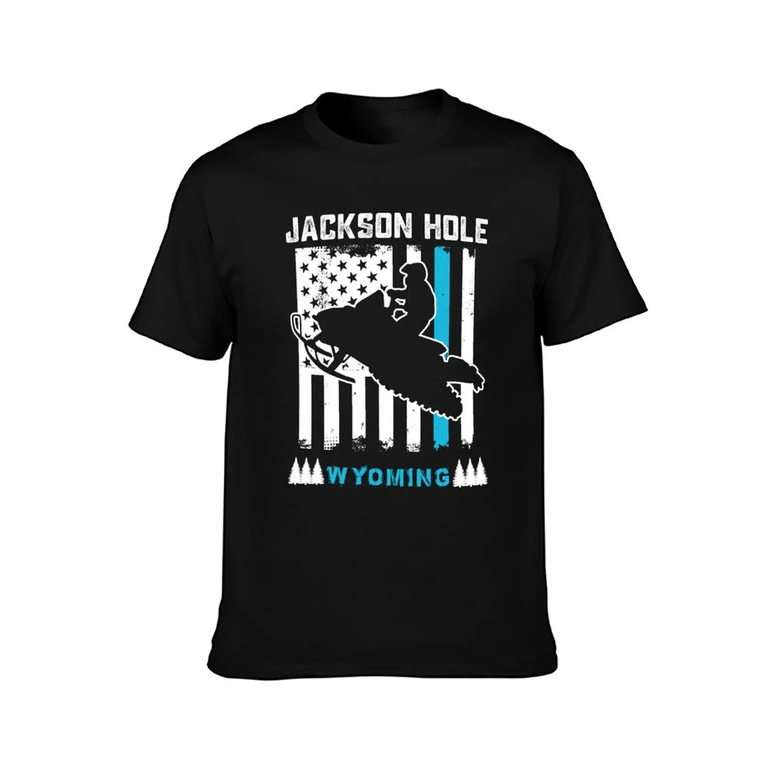 jackson hole wyoming snowmobile american flag riding usa flag T-Shirt Breathable Travel T-Shirt
