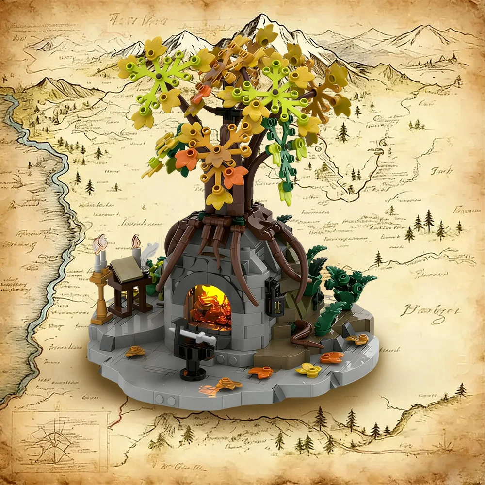 Gobricks MOC Reforging of Narsil  Building Blocks Model Rivendelleds side build Bricks Ring movie scene Assembled Toy kids Gift