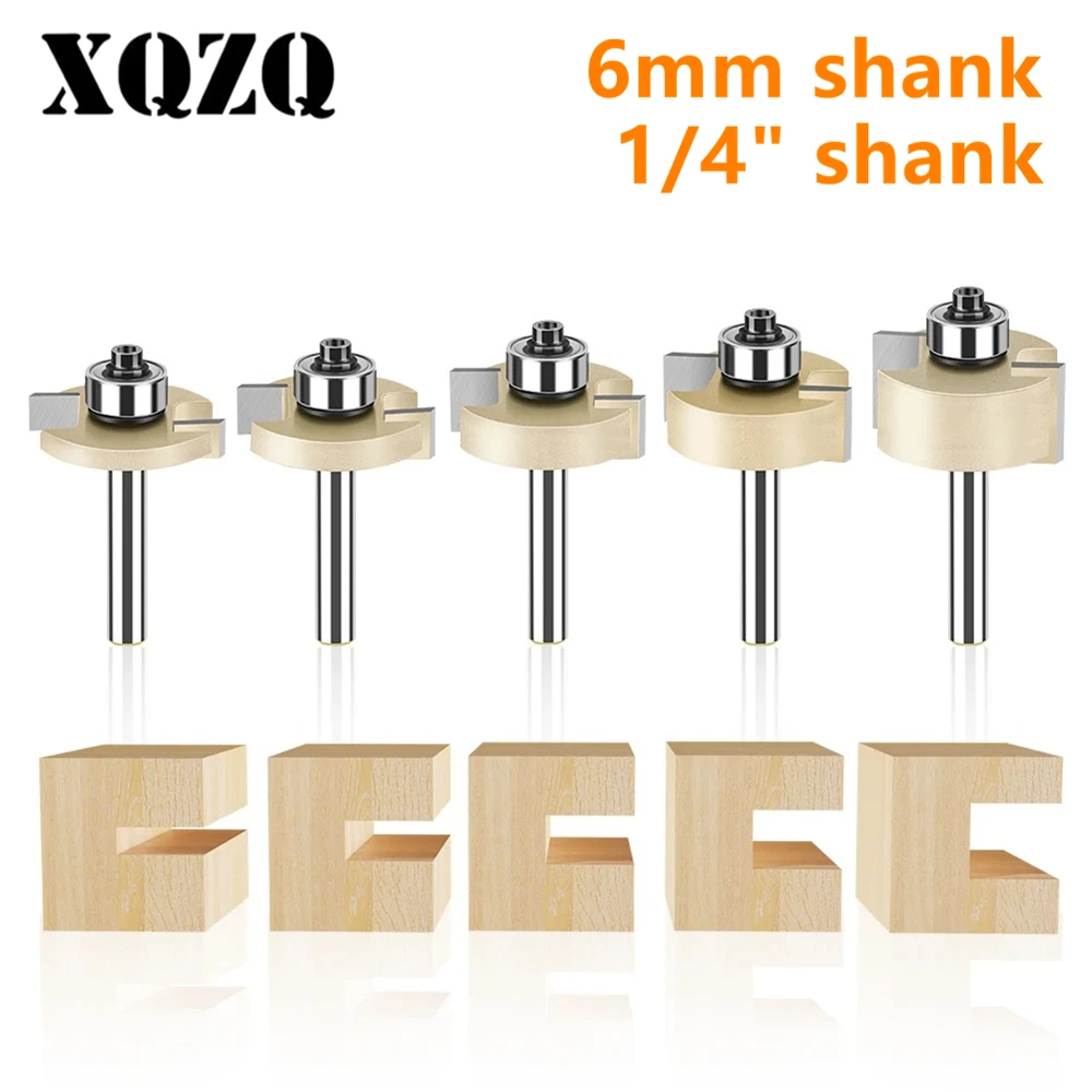

6mm 1/4in Shank T-Slot Router Bit T Type Slotting Cutter with Bearing Rabbeting Milling Cutter Woodworking Tools