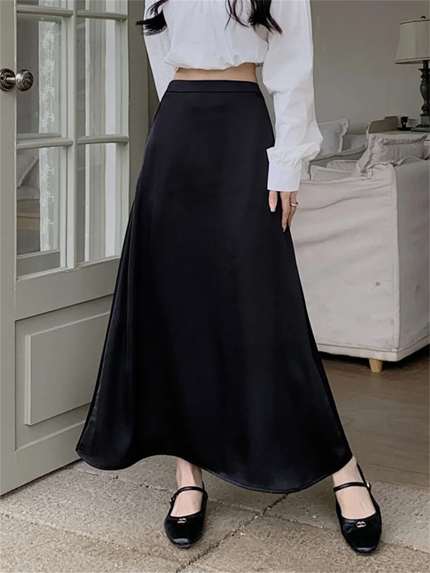 

Alien Kitty S-XL Daily Loose Maxi Skirts Women Chic Elegant Work Wear OL Slim Minimalist Gentle New Office Lady All Match