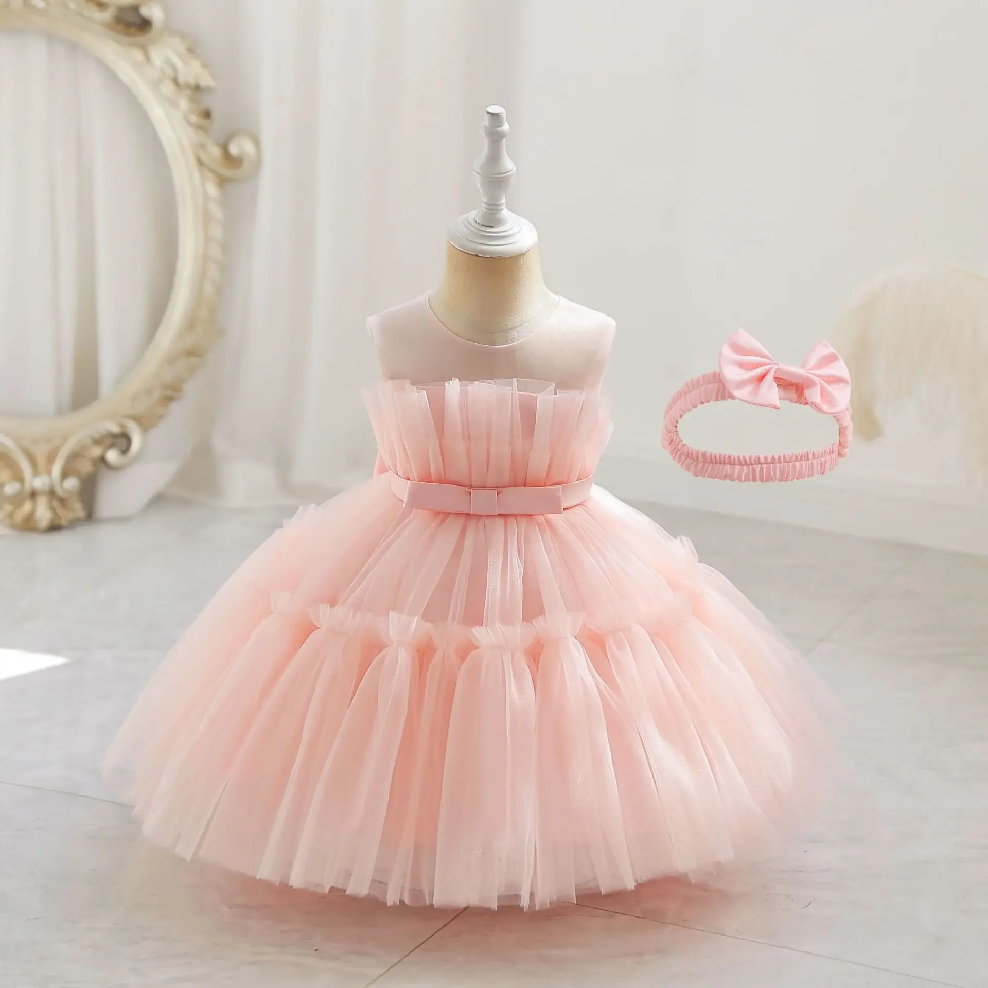 summer-baby-girls-sleeveless-gown-with-headband-1st-birthday-party-dress-for-toddlers-6m-3-years-kids-frocks