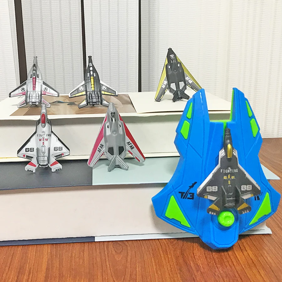 

Boy outdoor catapult airplane toy set, blue transmitter+6pcs fighter jets, indoor and outdoor parent-child interactive toys