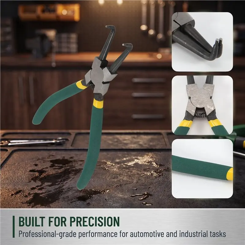ABVG-Circlip Plier Set 7 Inches External Internal Staight Bent Pliers Set Multifunctional Retaining Snap Ring Remover Tool