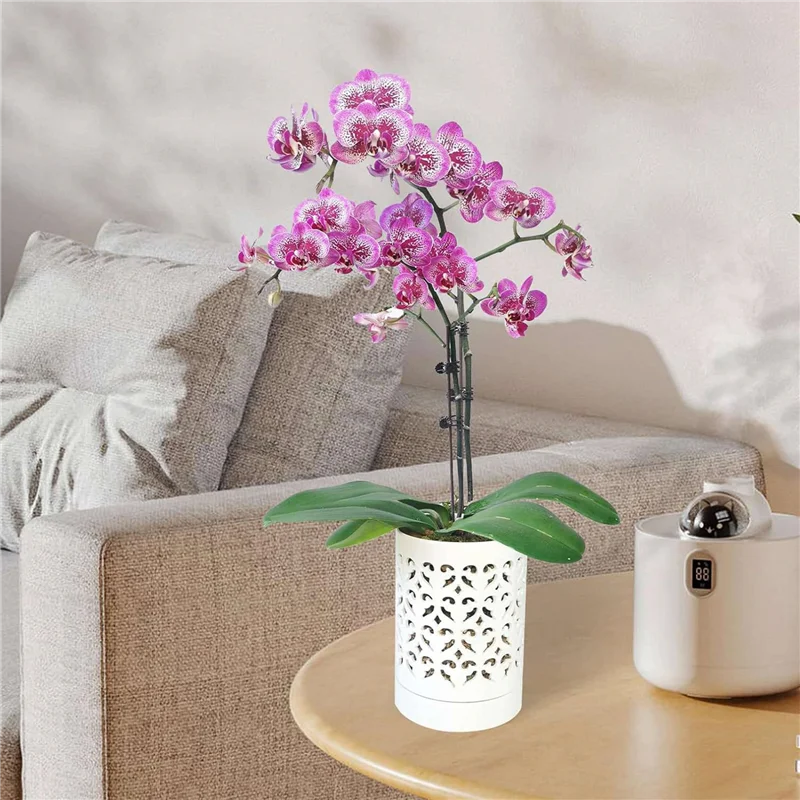 

AA49 4X Orchid Pots With Holes,4 Inch Orchid Pot For Repotting, Flower Planter Pot Indoor Outdoor, Breathable White