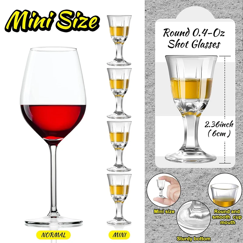 HeY LiLac 12 Pcs Mini Shot Glasses 10ML Cordial Wine Glasses Shooters with Base Small Fancy Shot Glasses For Tequila Spirits